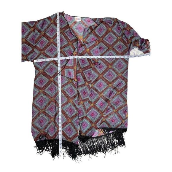 LuLaRoe Monroe Chiffon Fringe Kimono Cardigan Large NEW - Picture 6 of 6